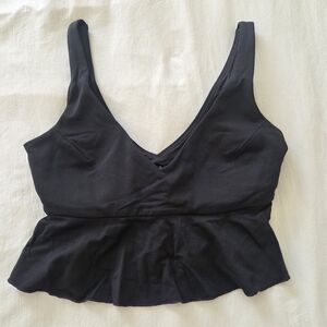 Spanx Swim Pique Longline Flounce Top In Very Black Size Small
